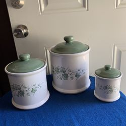 Set 3 Vintage JAY IMPORT CALLAWAY COORDINATES CORELLE IVY ceramic CANISTERS