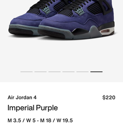 Air Jordan 4 Retro "Imperial Purple" Lakers