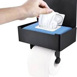 New Toilet Paper Holder with Storage, Matte Varnish Toilet Paper Holder with Shelf