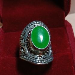 Jade Sterling Silver Ring 