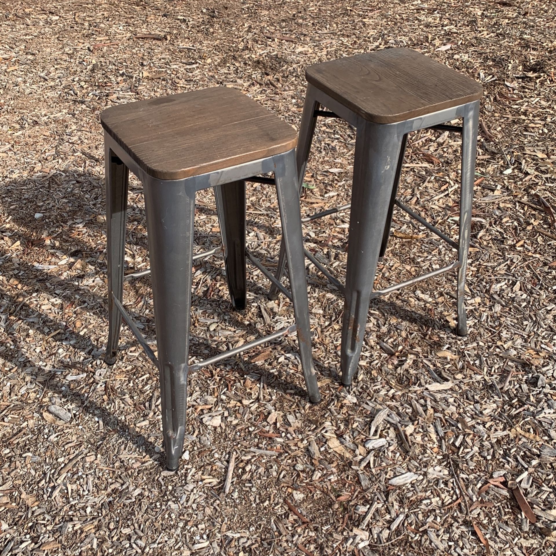 Metal Wooden Bar Stool Set Pair Of Chairs Stools Barstools