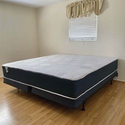King Size Mattress 10 Inches With Box Springs And Metal Bed Frame High Quality Available All Size. Delivery Available
