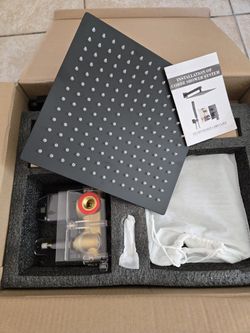 Single-Handle 1-Spray Shower Faucet 2.5 GPM 10 in. Shower Head with Pressure Balance in Matte Black (Valve Included)