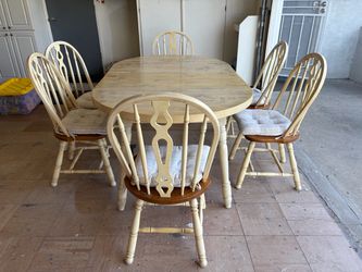 Wood Dining Table Set with 6 Chairs