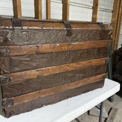 Antique trunk steamer chest Palica’s Celebrated Patented Commonsense Trunk FJ Palica Co. Racine, Wis