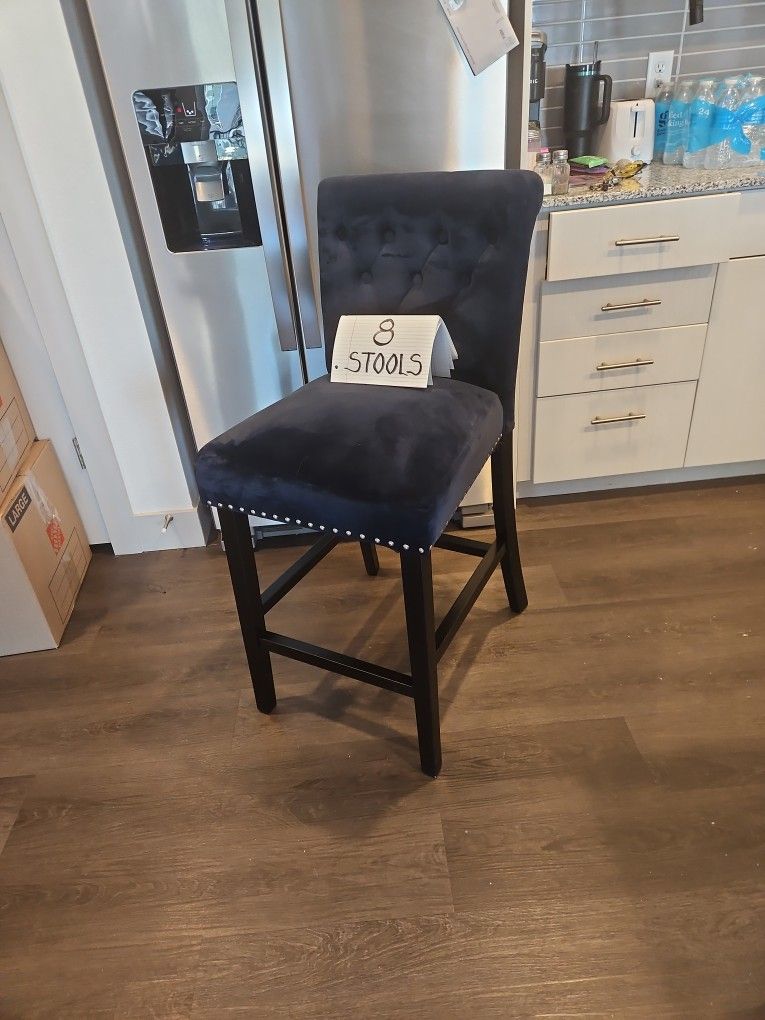 Blue Velvet Bar Stools
