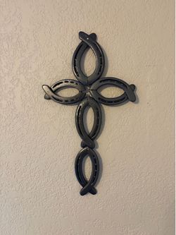 17” Rustic Christian Horseshoe Cross