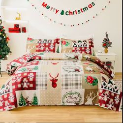 JESSY HOME Christmas Quilt Bedding Set