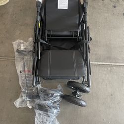 INFANS Double Stroller with Leather Handle, Front Seat 2-Position Recline, Baby Pushchair for Toddlers