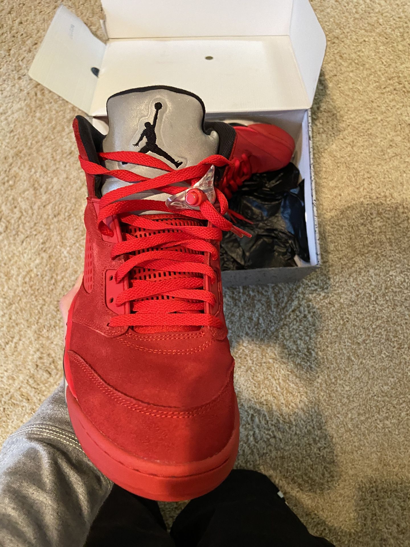 Jordan 5 red suede size 12