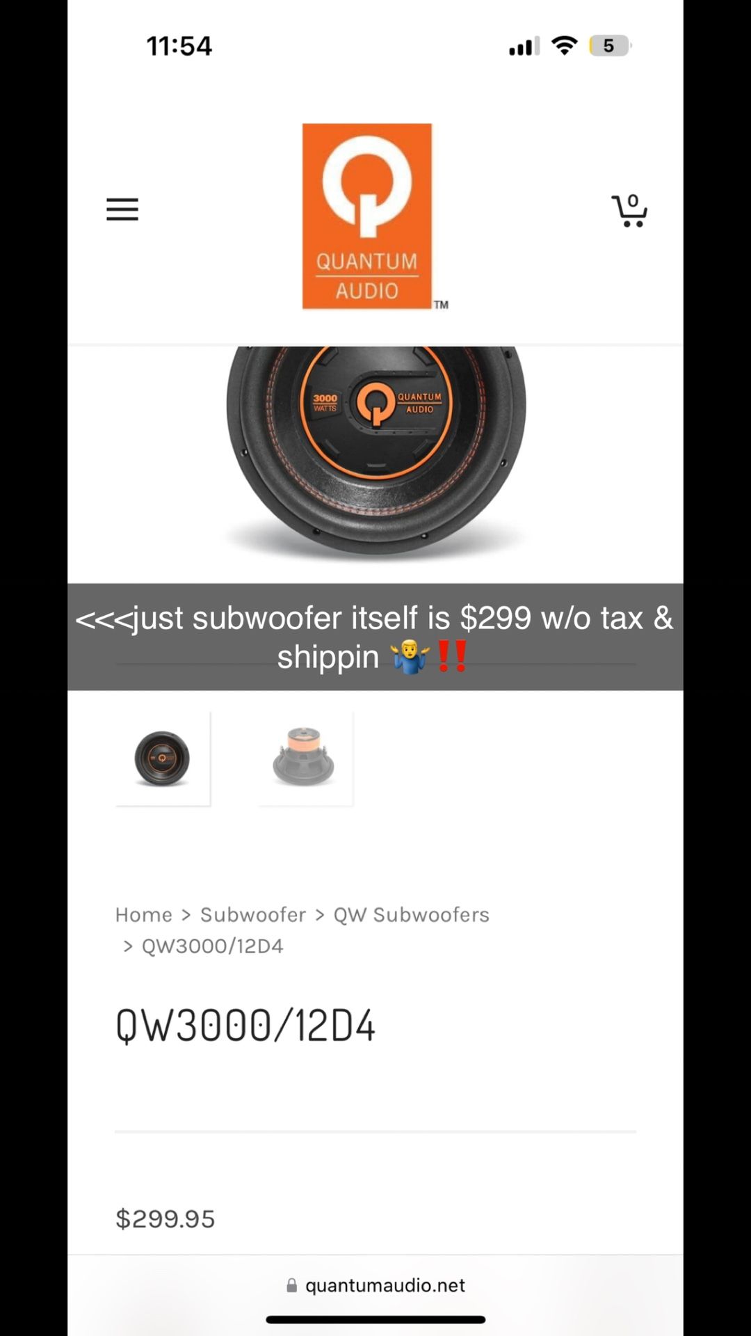 quantum audio 3000 watts 12 inch subwoofer