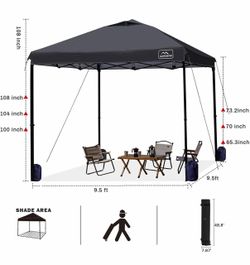 One Person Setup 10x10 Pop up Canopy Tent, Instant Portable Beach Tent, One Push Outdoor Canopy with 3 Adjustable Heights, Wheeled Carry Bag, Bonus 8 