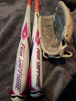 Girls softball fast pitch bats and a glove