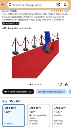 3ft x 10ft Extra Thick Red Carpet Runner