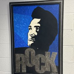 Original painting that captures the essence of rock and roll through a stylized representation of a musical icon.