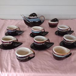 Vintage 1960's Rare studio-style glazed stoneware tea 18pc. Set