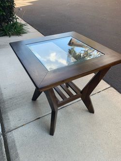 Wood and Glass Top End Table