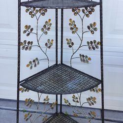 Antique Metal 3 Shelves Corner Stand $40.  Pick Up Only Bonanza And Lamb 