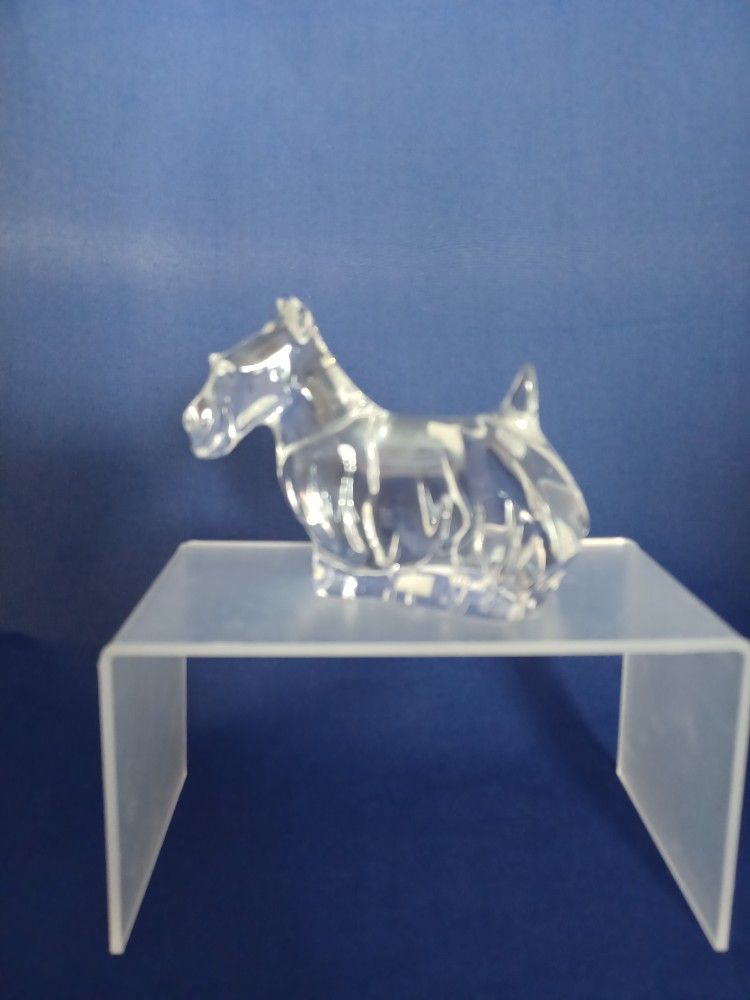 VINTAGE BACCARAT FRANCE SCOTTISH TERRIER PUPPY DOG CLEAR CRYSTAL FIGURINE PAPERWEIGHT 3.25" X 4.5"]