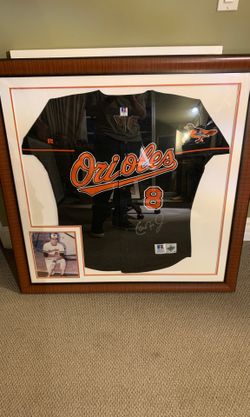 Cal Ripken Jr Signed and Framed Jersey and Photographed. Professionally certified