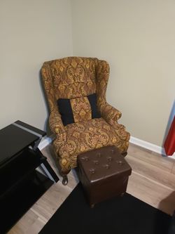 Wingback Armchair with Ottoman