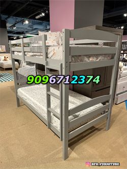 Twin size bunk beds w. Orthopedic mattresses