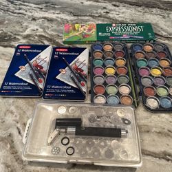 Art and Craft Supplies - Tie Dye Ink, 2 Sets Watercolor Pencils,  Oil Pastels Clay Extruded