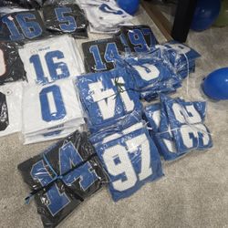 DETROIT LIONS JERSEYS...SEWN SLEEVES- ALL SIZES