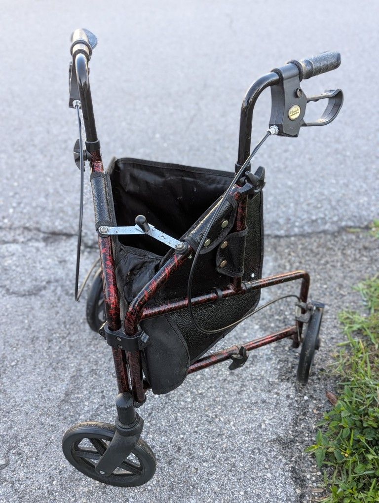 Three-Wheel Walker. Collapsible With Accessory Bag