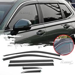 New Window Visor Weather Shield Smoke Chrome Trim For Honda CR-V 2023-2024 6Pcs Set (B886)