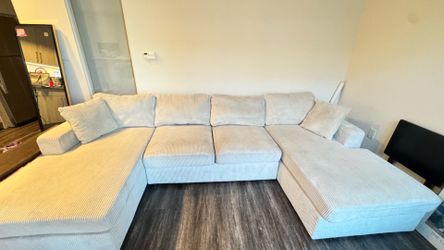 Corduroy Beige U Shaped Sectional
