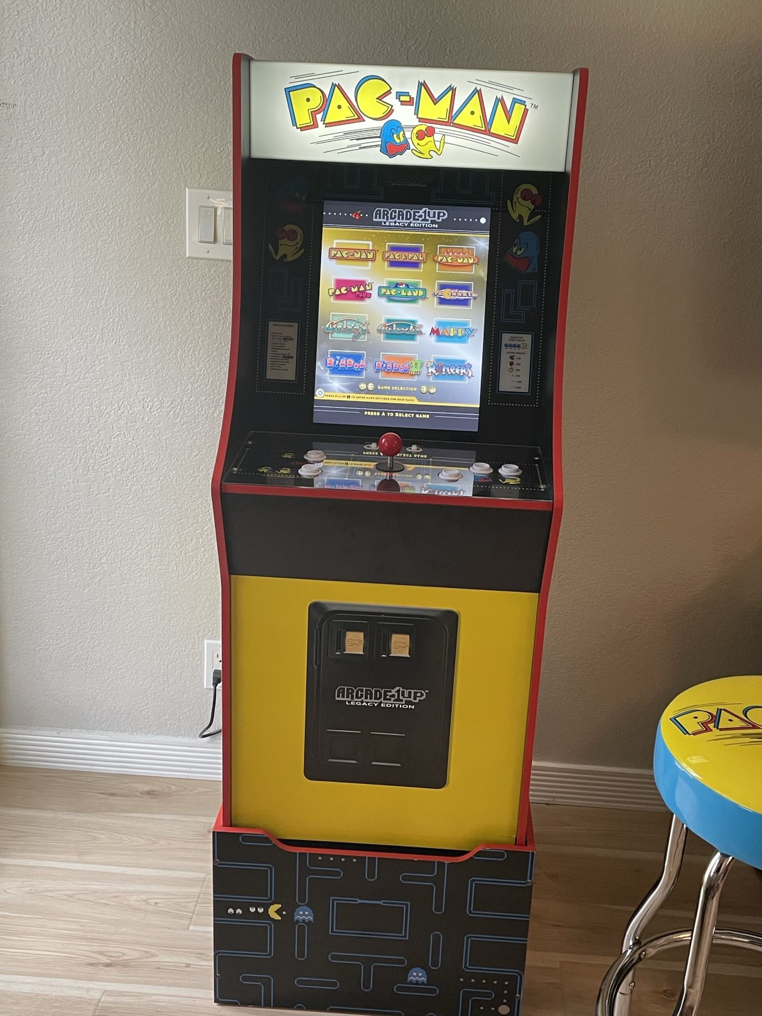 Arcade 1up Pacman Legacy Edition w/ matching stool