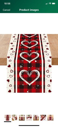 Love Hearts Valentine's Day Table Runner 13 x 72 Inch, Wedding Seasonal Holiday Anniversary Decoration for Indoor Home Party ( please follow my page a
