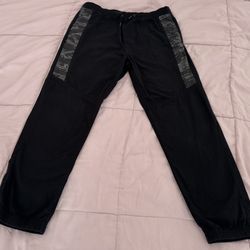 Plugg Boys Black Pull On Drawstring Joggers with Camouflage Detailing, size L