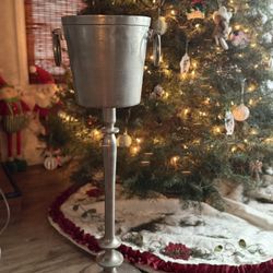 Heavy Silver Metal Floor-Standing Champagne Cooler / Wine Bucket