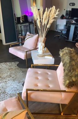 Pink Velvet Chair with Gold