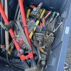 Box Containing Various Hand Tools