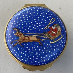 Vintage Halcyon Days Enamel Christmas 1986 Trinket Box