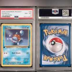1st Edition Squirtle PSA 8 Vintage 68/82 Team Rocket Pokemon Card