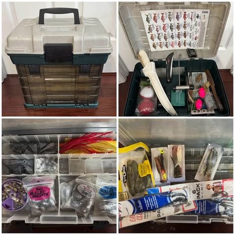 Large Plano Tackle Box w Hooks Lures Weights etc $65 for All