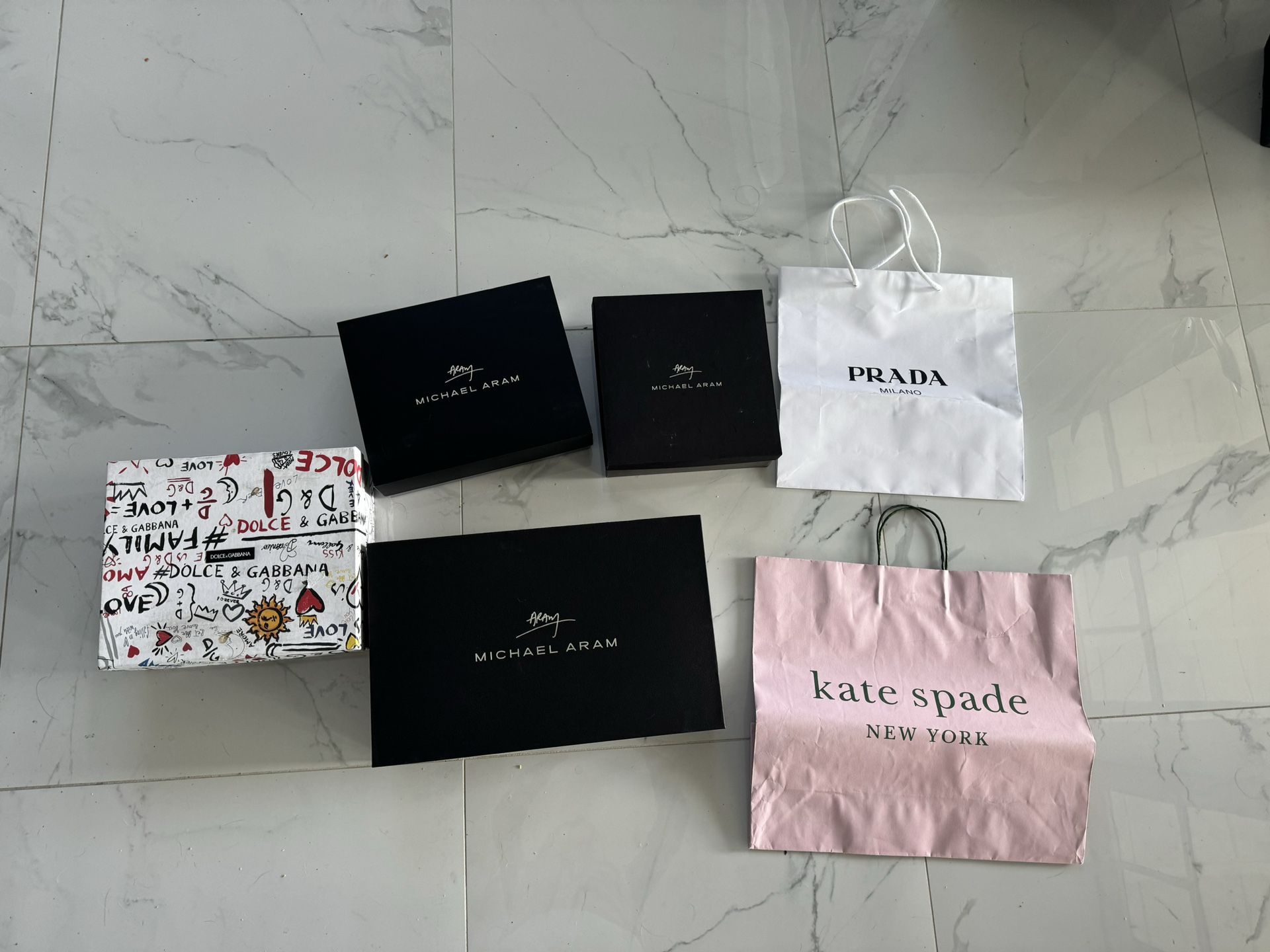 Designer Shopping Bag & Box Prada Michael Aram dolce gabbana Kate Splade