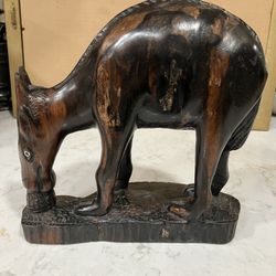Hardwood Carved Horse Statue From Islands