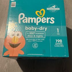 Pampers Baby Dry Baby Diapers Size 1, 198 Count 