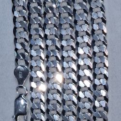 925 Silver Cuban Chain Necklace 26 Inch 6 MM 30 Grams