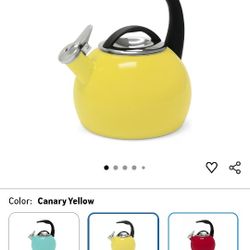  Tea kettle, 2 Quart, Enamel Carbon steel, Whistling