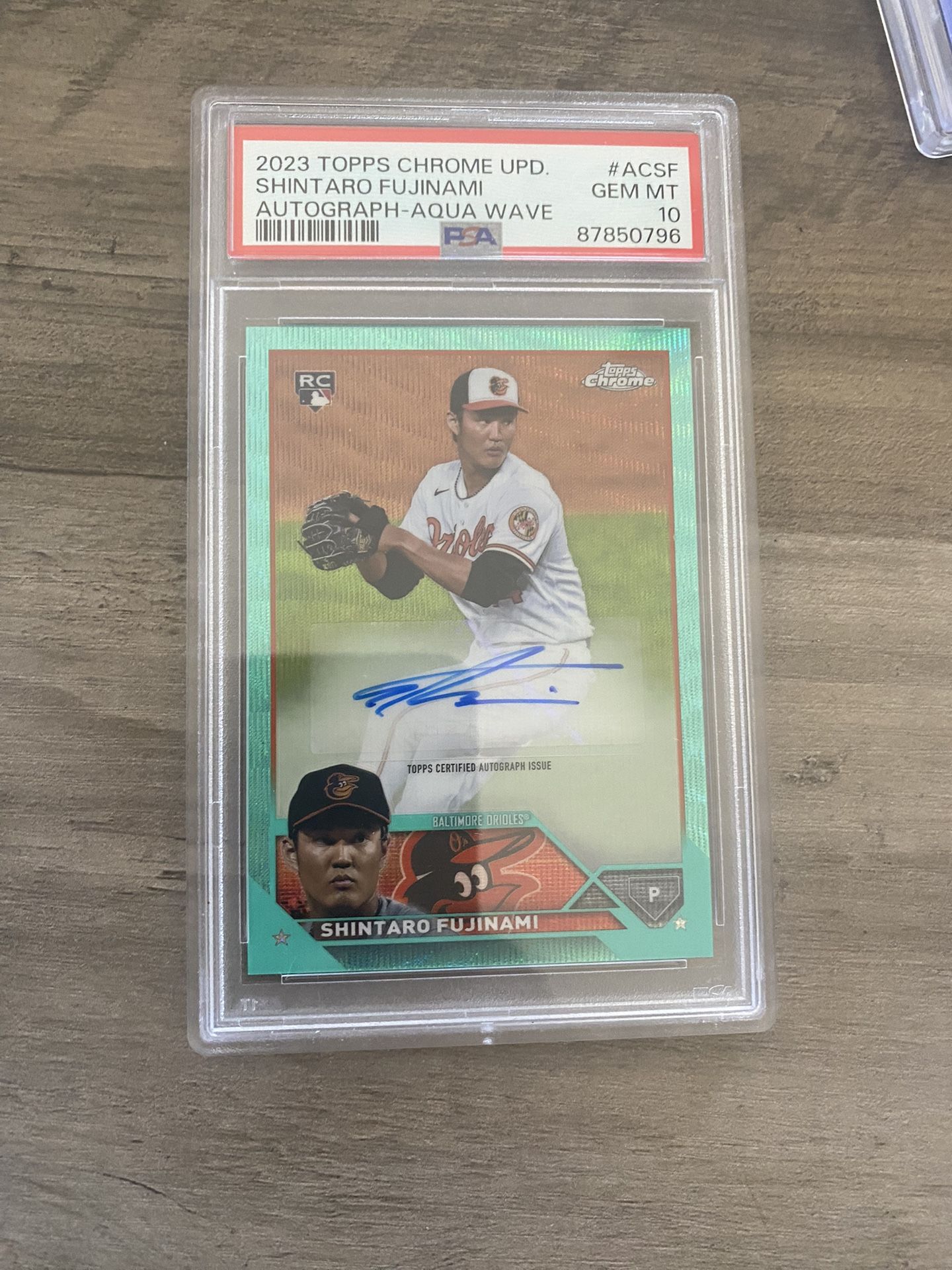 2023 TOPPS CHROME UPDATE SHINTARO FUJINAMI AQUA WAVE AUTO PSA 10