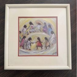 Framed art print titled "Los Niños" by the Southwestern artist Ted DeGrazia.