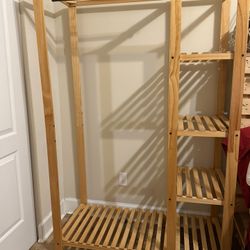 Wood Clothes & Storage Rack