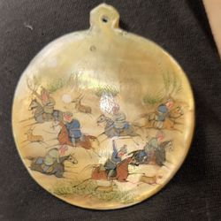 Antique Hand Painted Mother of Pearl Pendant