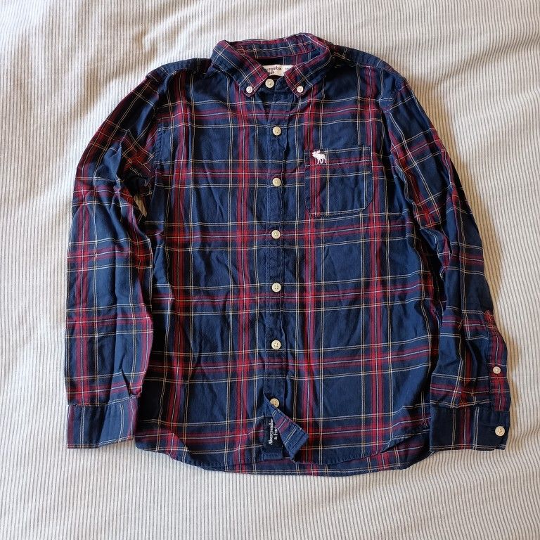 Kids 11/12 Abercrombie And Fitch Plaid Long Sleeves Shirt 